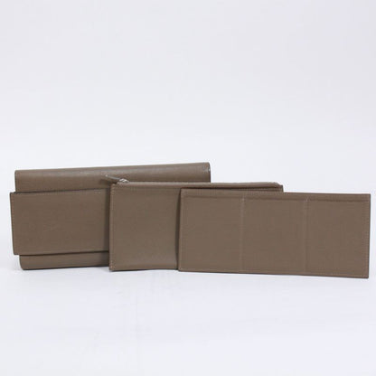Hermes Passant Long Origan Leather Brown Wallet Silver