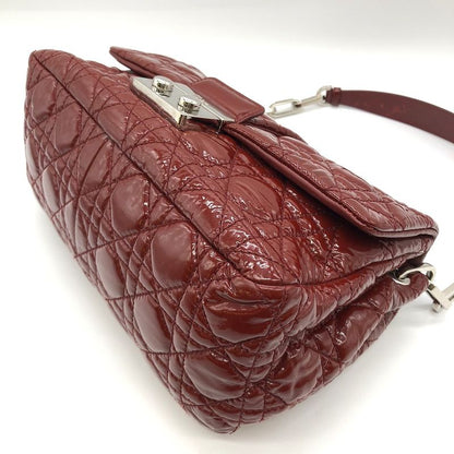DIOR Cannage Chain Shoulder Bag Handbag Red Enamel/leather Women Fashion