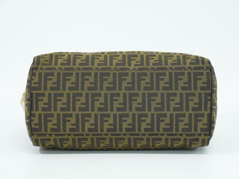 Authentic Fendi Zucca Mini Boston Bag Handbag Canvas Brown 8bl105 Zucca Bag