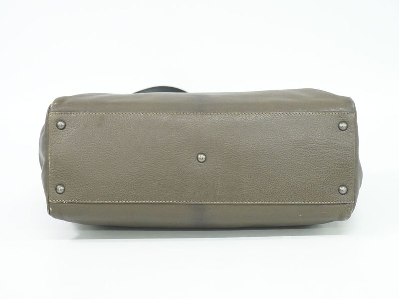 Authentic Fendi Peekaboo 2WAY Shoulder Bag Handbag Leather Grayish 8bn210