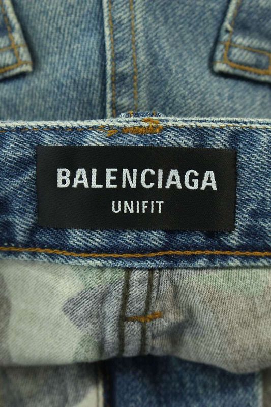 Balenciaga 21AW 662763 Tdw14 Camouflage Layered Crushed Denim Pants Men's S
