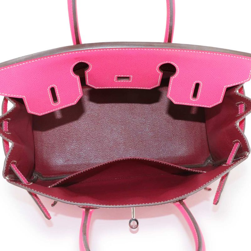 Hermes Candy Birkin 30 Epson Rose Tillian Ruby Hand Bag Stamped ?O Silver