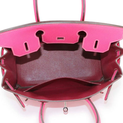 Hermes Candy Birkin 30 Epson Rose Tillian Ruby Hand Bag Stamped ?O Silver