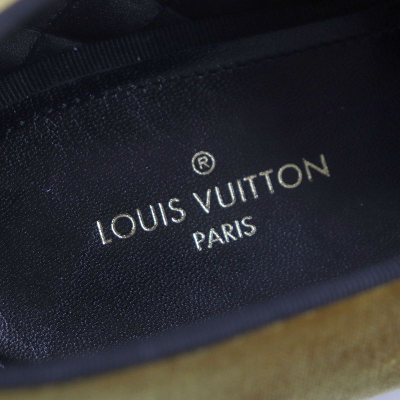 Louis Vuitton Hauteuil Line Velour Embroidered Slip-on Loafers Yellow 6 Made