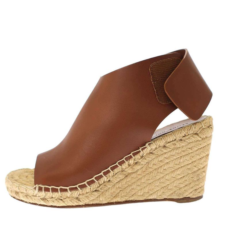 Celine Espadrille Open Toe Leather Wedge Sole Sandals 313853cspc Brown 35
