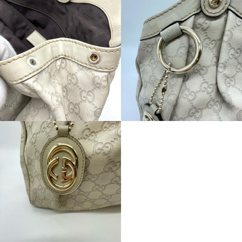 Gucci 211944 Tote Handbag Guccissima Sookie Leather White Ivory Fashion Women