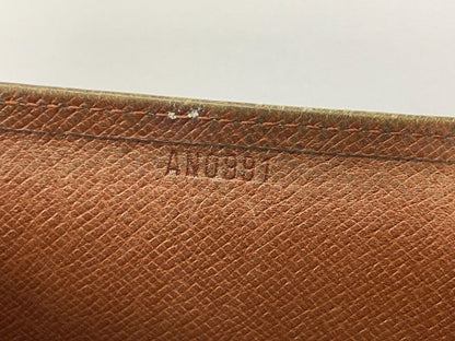 Louis Vuitton Monogram Porte Monet Zip Fold Wallet M61735 Brown Made In France