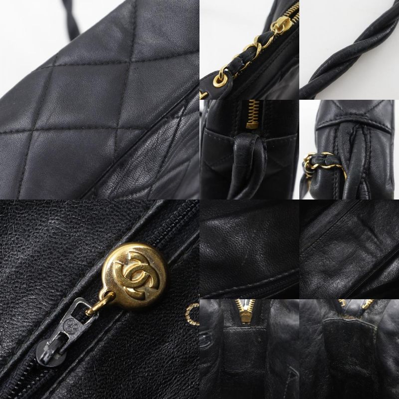 Chanel Matelasse Coco Mark Rope Vintage Lambskin Black Ladies Shoulder Bag