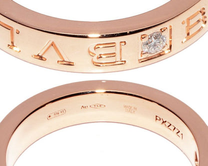 Bulgari Ring 18K Pink Gold Diamond 1P Bzero1 Ring Bulgari Double Logo Ring