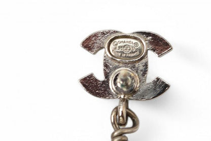 Chanel Earrings Chanel Mini CC Motif Coco Mark Swing Pearl Silver White A20