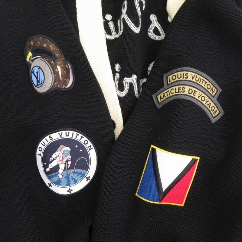 Louis Vuitton Badge Wool Size 4L Black Knitted Cardigan Black LV 0906 Louis