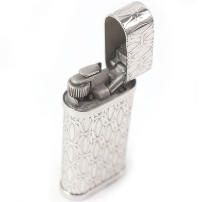 Cartier Godron Happy Birthday 2C Decor Oval Gas Lighter Silver Swiss Made