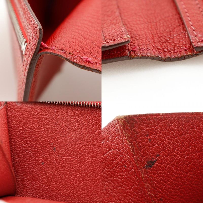 Hermes Bearn Souffle Red □K Ladies Bifold Wallet