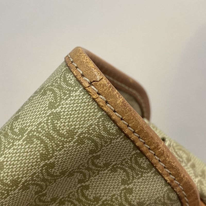 Celine Shoulder Bag Macadam Pattern Pvcleather Beige 64ka847