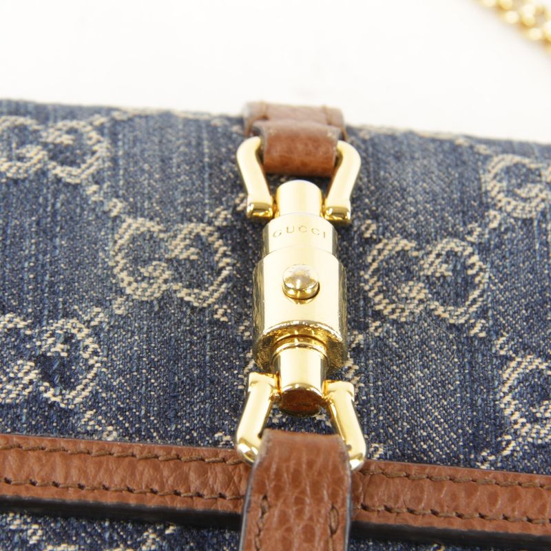 Gucci 652681 Chain Wallet New Jackie 1961 Long Wallet GG Canvas