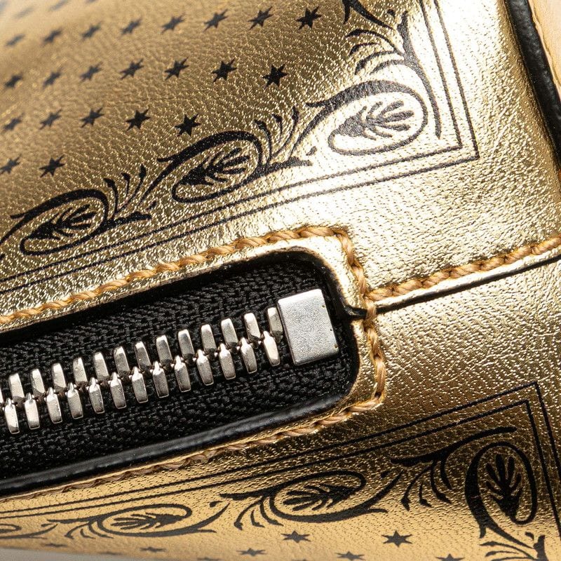 Gucci X SEGA Guccy Print 511189 Gold Black Leather Women's Gucci