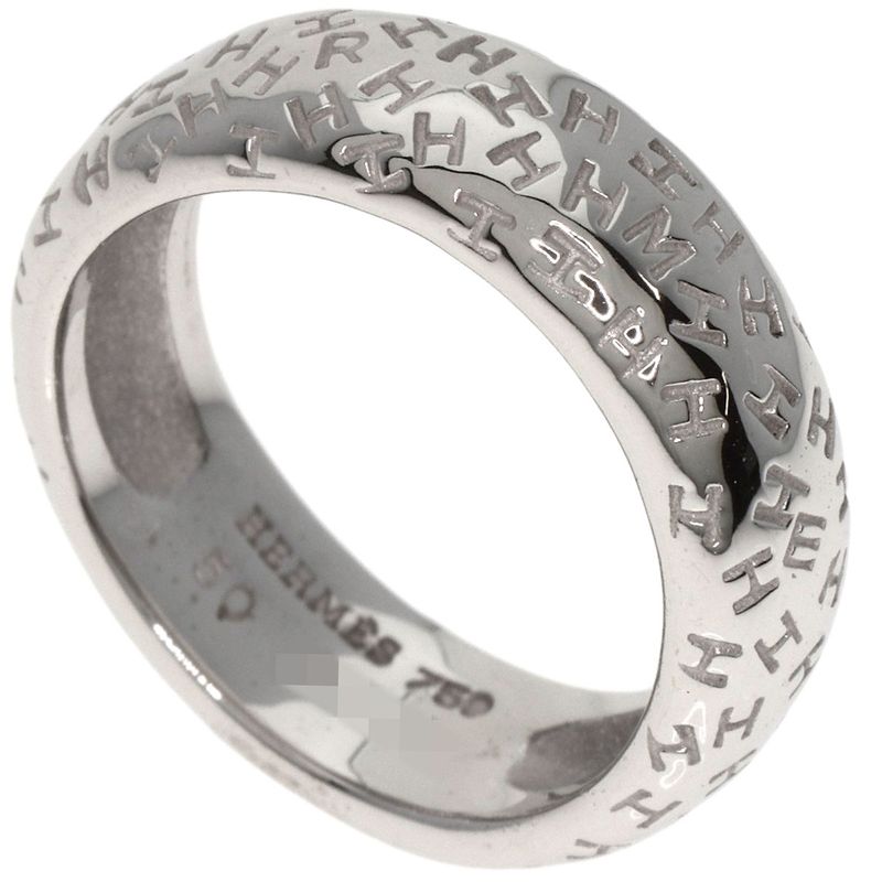 Hermes Toubou Wave #50 Ring 18K White Gold Ladies