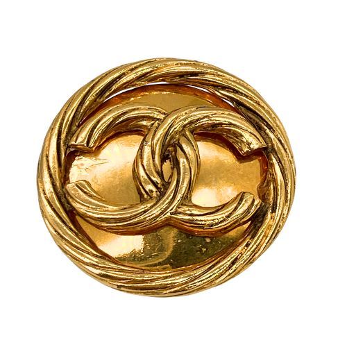 Chanel Earring Plated Metal Plated Metal 03P Coco Mark Rope Gold