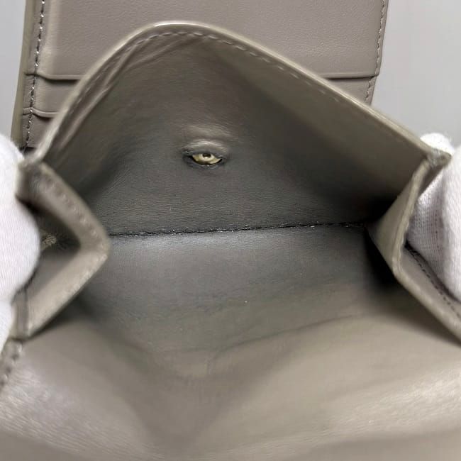 Celine Trifold Wallet Beige Triomphe Logo Leather Preowned