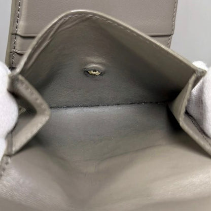 Celine Trifold Wallet Beige Triomphe Logo Leather Preowned