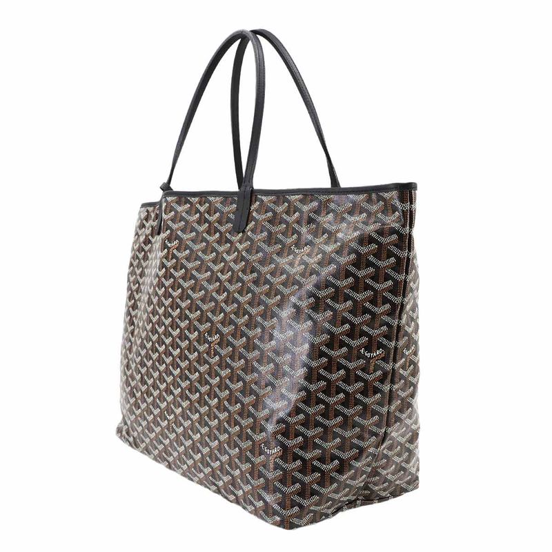 Exhibited Goyard Saint Louis GM Tote Bag Herringbone PVC Leather Black Saint