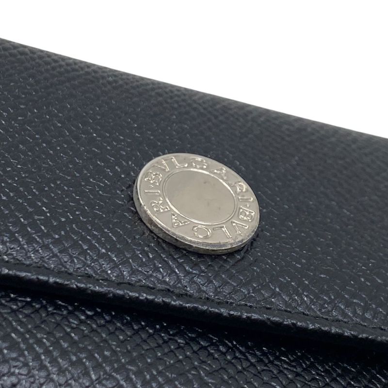 Em0680 Bvlgari 6-ring Key Case 20234 Men's Black Leather Black