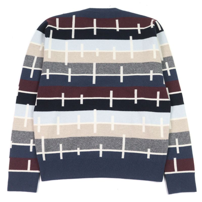 Hermes 100% Cashmere Crewneck Sweater Knit Multicolor Striped Pattern M Made In