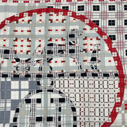 Hermes Carre 90 Silk Scarf EX Libris A Carreaux EX Libris Check Carriage H Logo