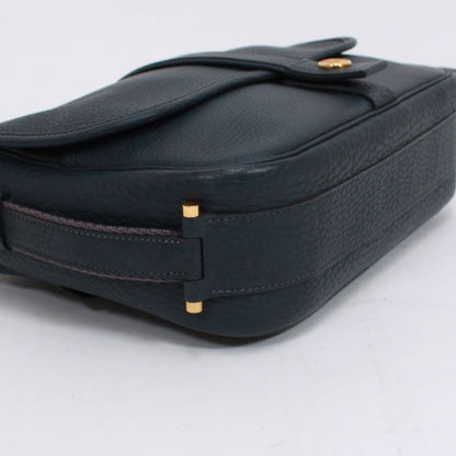 Hermes Noumea Buffalo Navy Shoulder Bag Gold