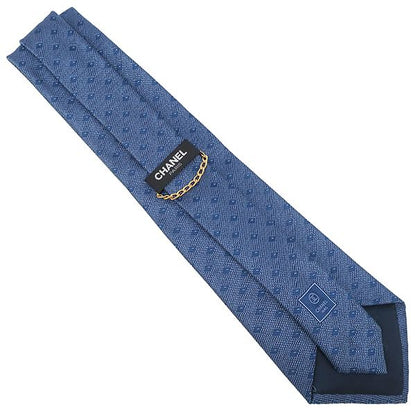 Chanel Necktie All Over Pattern 10cm (3.94in) Silk Blue Blue