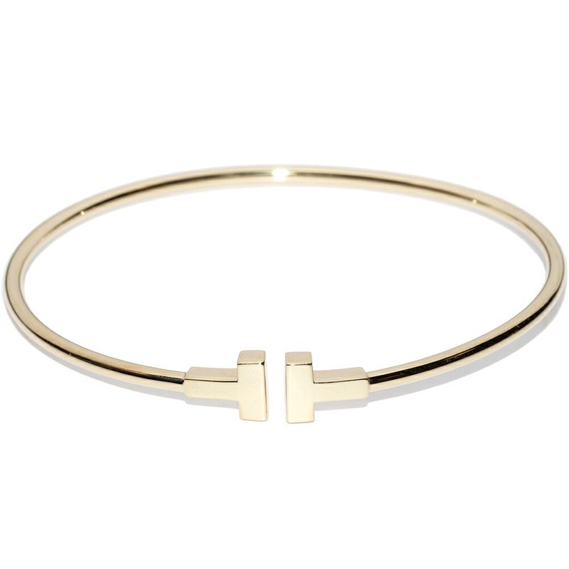 Tiffany & Co Bracelet Bangle 18K Yellow Gold T Narrow Wire Bracelet Large