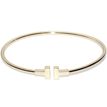 Tiffany & Co Bracelet Bangle 18K Yellow Gold T Narrow Wire Bracelet Large