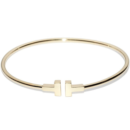 Tiffany & Co Bracelet Bangle 18K Yellow Gold T Narrow Wire Bracelet Large