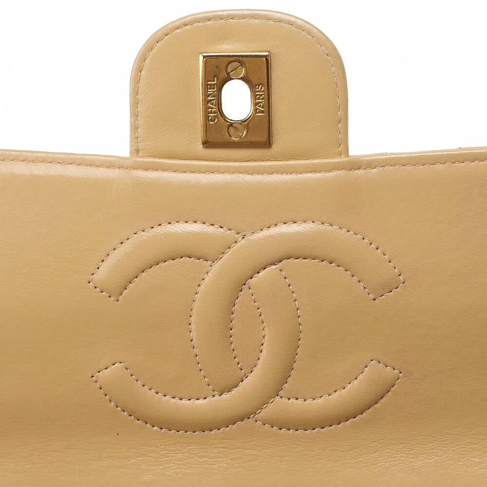 Chanel Handbag Matelasse Coco Top Handle Flap Bag Lambskin Beige Gold