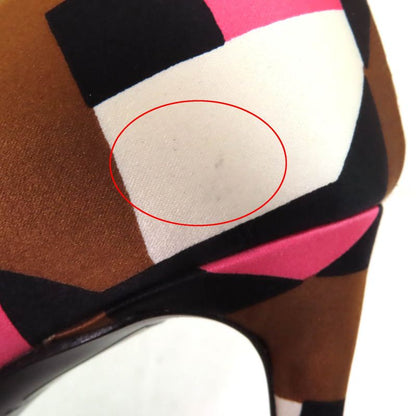 Prada Allover Pointed Toe Pin Heel Silk Satin Pumps Multi 37.5 With Box Made In