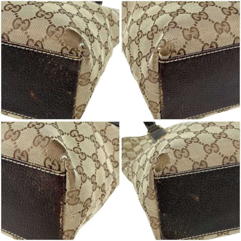 Gucci Mini Tote Handbag Brown GG Canvas Leather Gold Hardware
