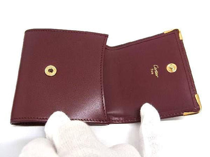 Cartier Must Line Leather Coin Case Coin Purse Coin Purse Bordeaux