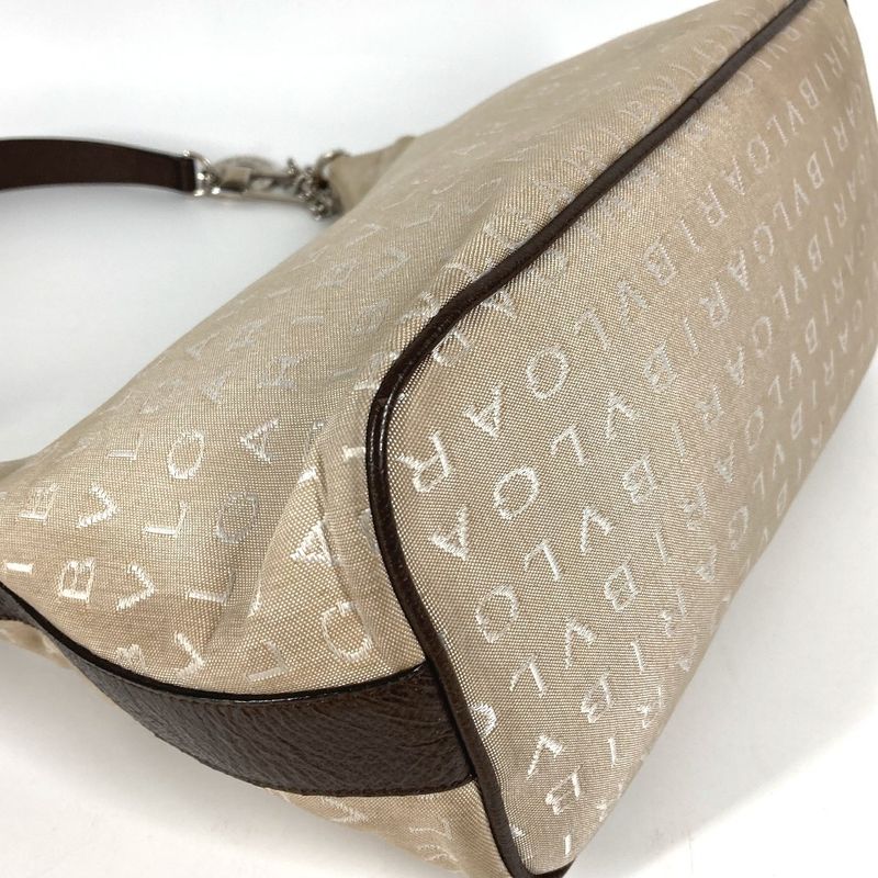 Bvlgari Shoulder Bag Logomania Bvlgari Leather / Canvas Beige