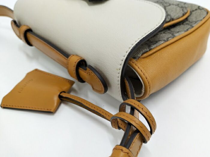 Gucci Shoulder Bag GG Supreme Beige Mustard White 658487