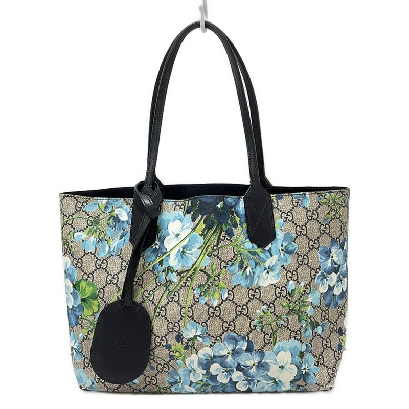 Gucci Tote Bag GG Blooms 372613 Light Blue X Beige X Multi Floral/reversible