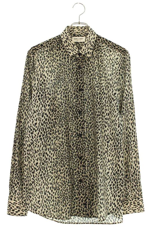 Saint Laurent Paris 13AW 323951 Ym30p Baby Cat All Over Long Sleeve Shirt Men 39