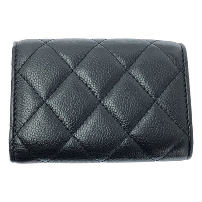 Chanel - Matelasse Coco Mark Caviar Skin Compact Wallet - Black - Women's