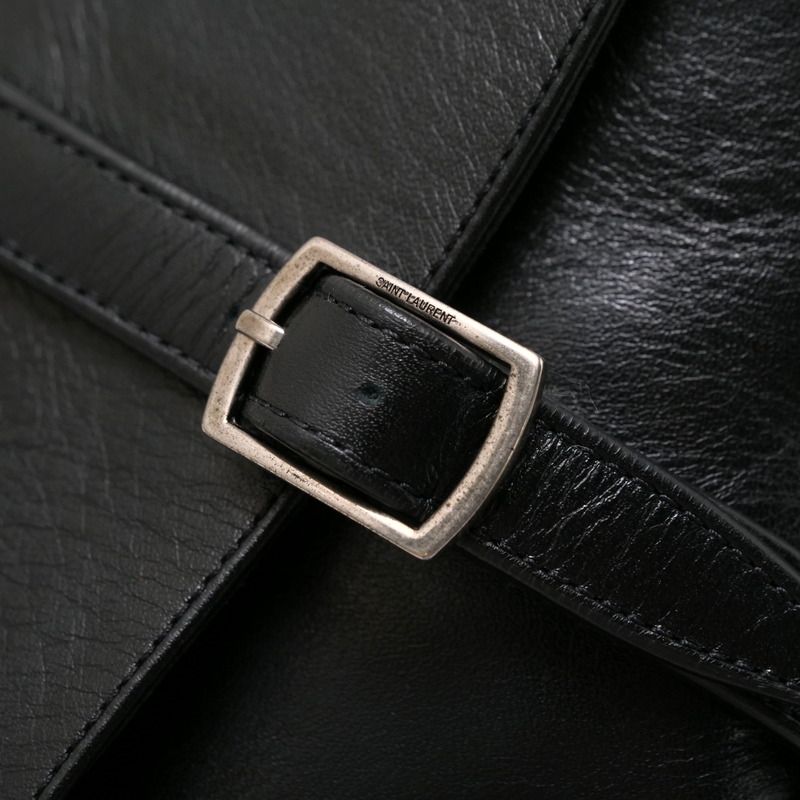 Saint Laurent Paris Boots Size 36 Leather Short Boots Shoes Belt Black Made In