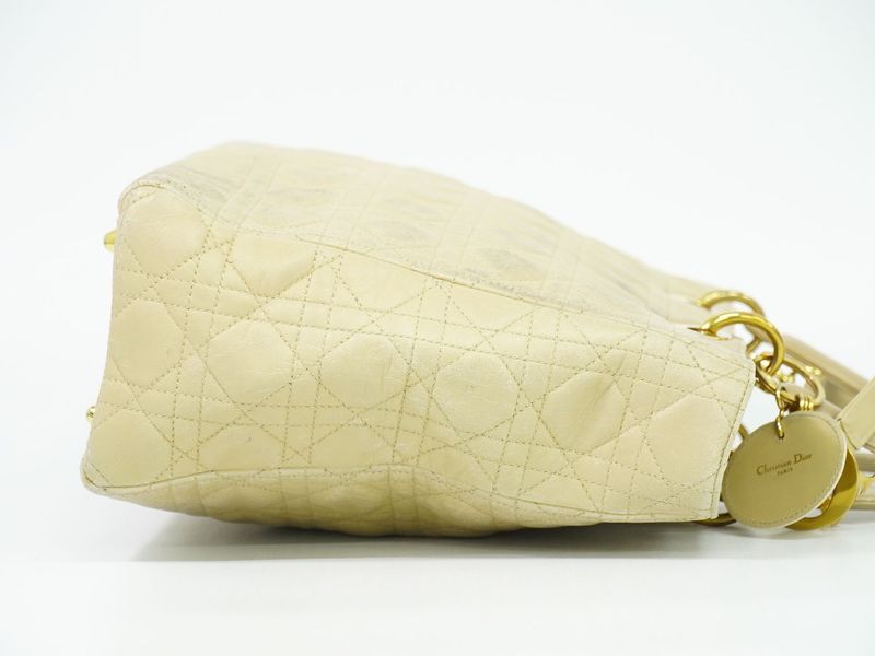 Authentic Christian DIOR Lady Dior Cannage 2WAY Shoulder Bag Handbag Leather