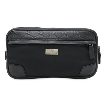 Gucci GG Supreme Monogram Waist Bag Belt Bag Pouch Mens Black Leather