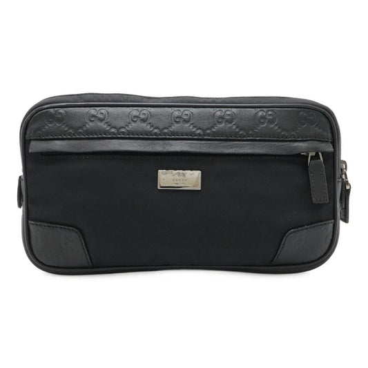 Gucci GG Supreme Monogram Waist Bag Belt Bag Pouch Mens Black Leather