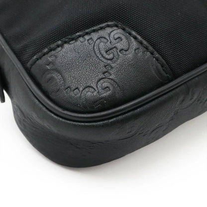 Gucci GG Supreme Monogram Waist Bag Belt Bag Pouch Mens Black Leather