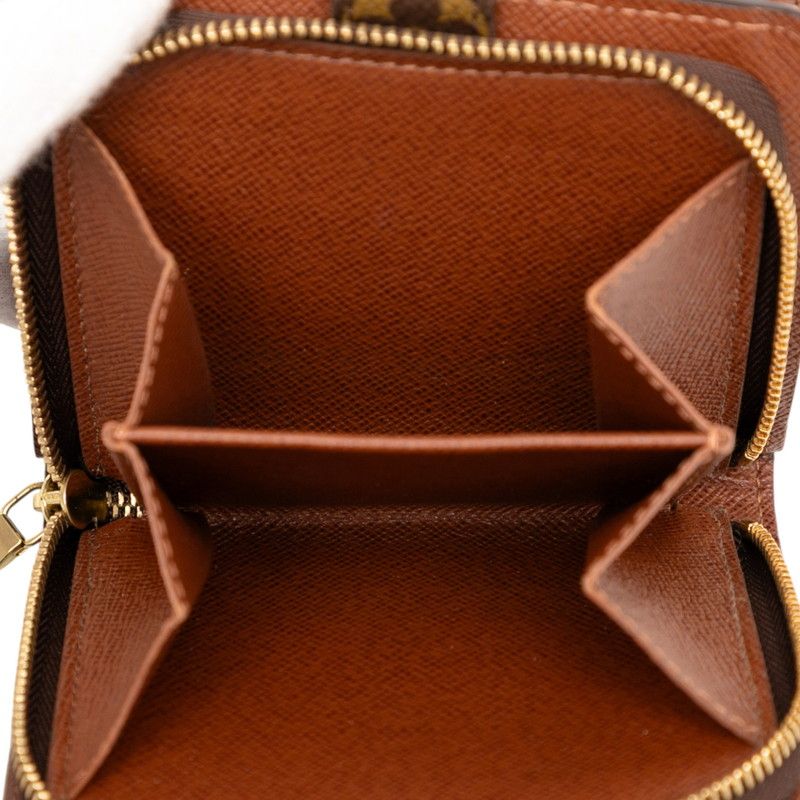 Louis Vuitton Monogram Compact Zip Fold Wallet Compact Wallet M61667 Brown PVC