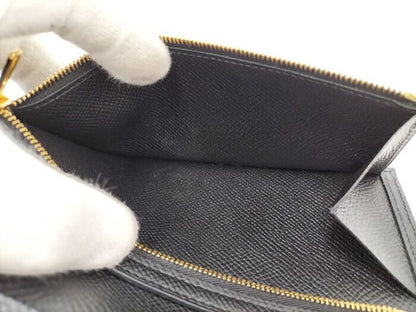 Hermes Bearn Souffle Folding Long Wallet Vaux Epson Leather Black Stamped D