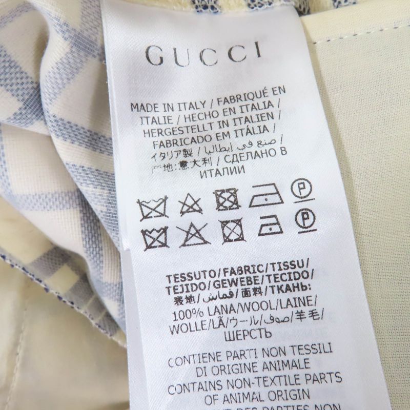 Gucci 611284 100% Wool Checked Center Press Flared Pants Ivory Black 36 Made In